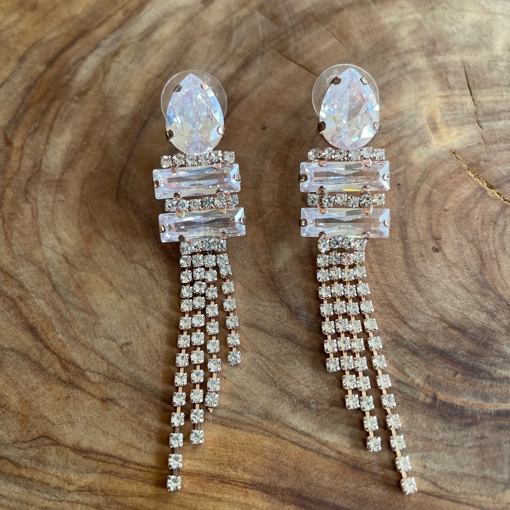 rose gold and crystal drop earrings